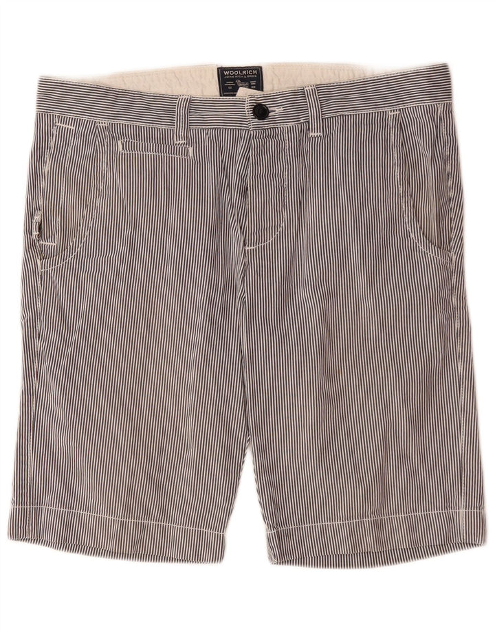 Shorts Chino Masculino Woolrich W33 Algodão Risca de Giz Azul Marinho Médio