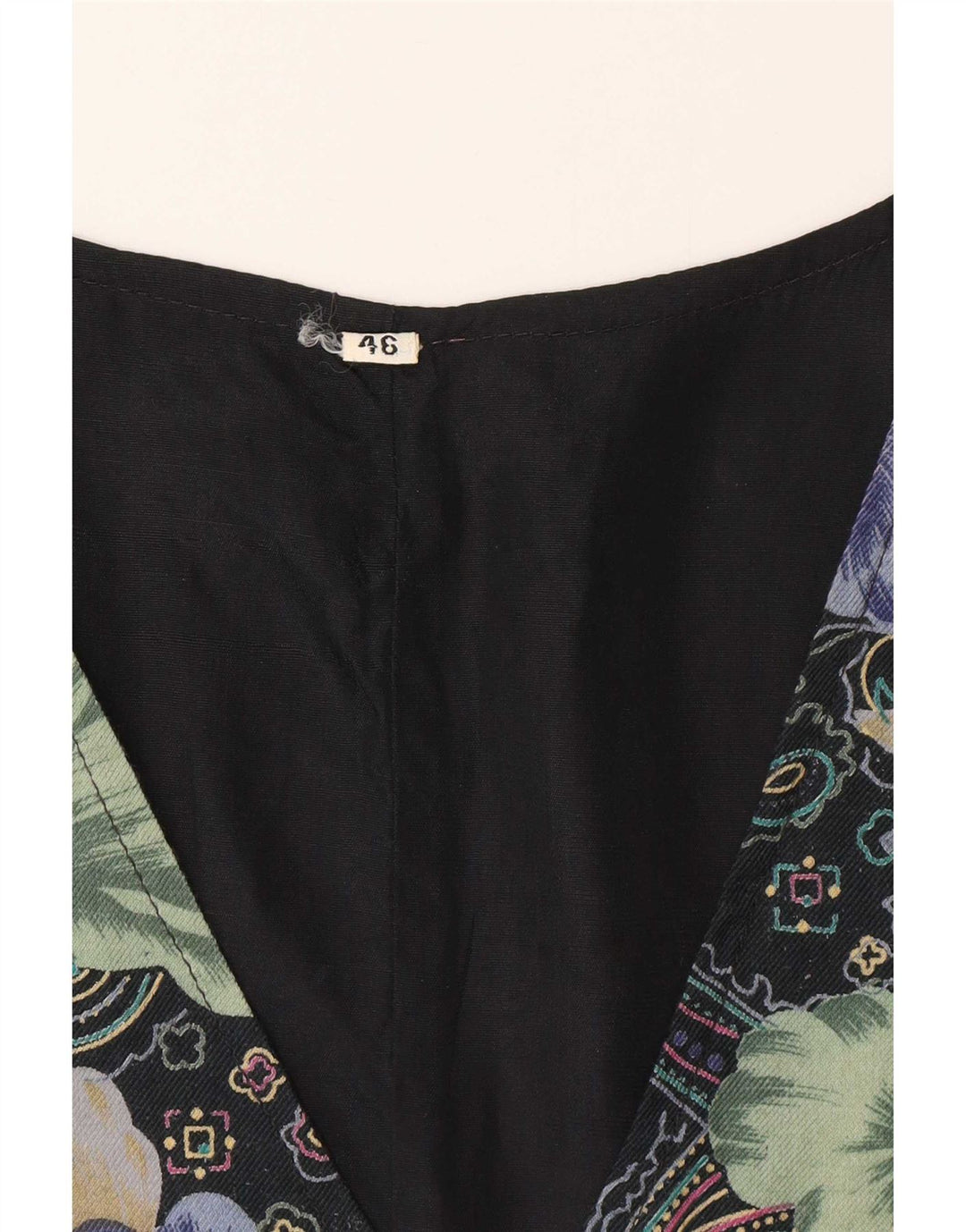 Colete feminino vintage IT 46 grande floral multicolorido