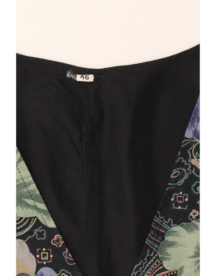 Colete feminino vintage IT 46 grande floral multicolorido