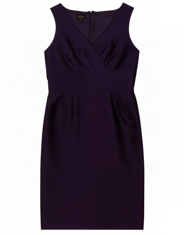 Vestido feminino Hobbs sem mangas com bainha UK 10 Lã roxa pequena