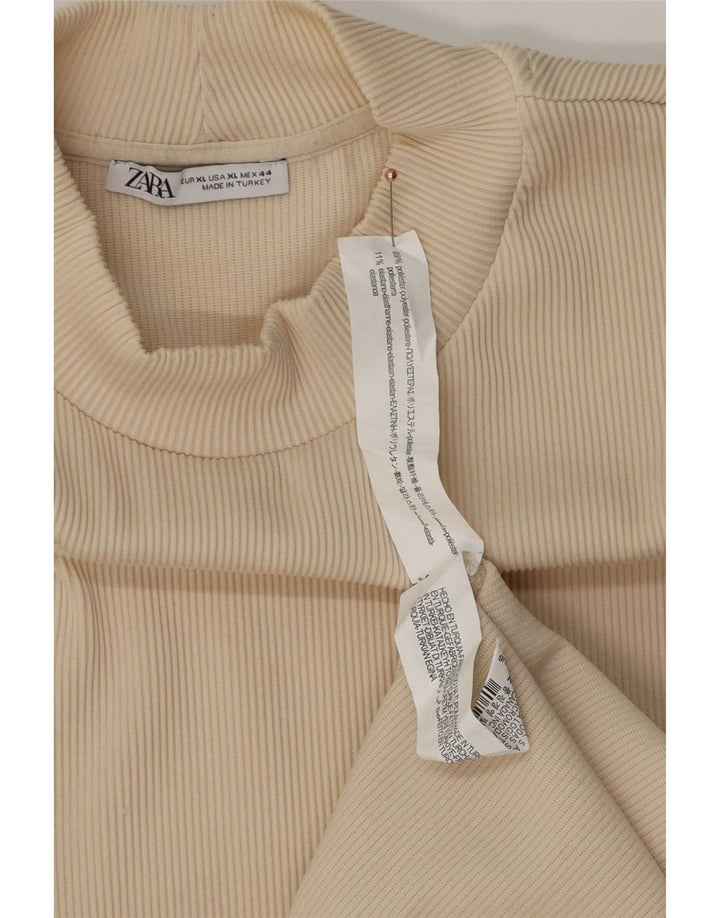 Zara Mens Top Manga Longa XL Bege Poliéster