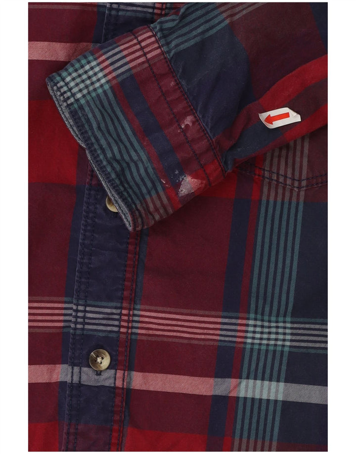 Fat Face Mens Classic Fit Camisa XL Vermelho Xadrez Algodão