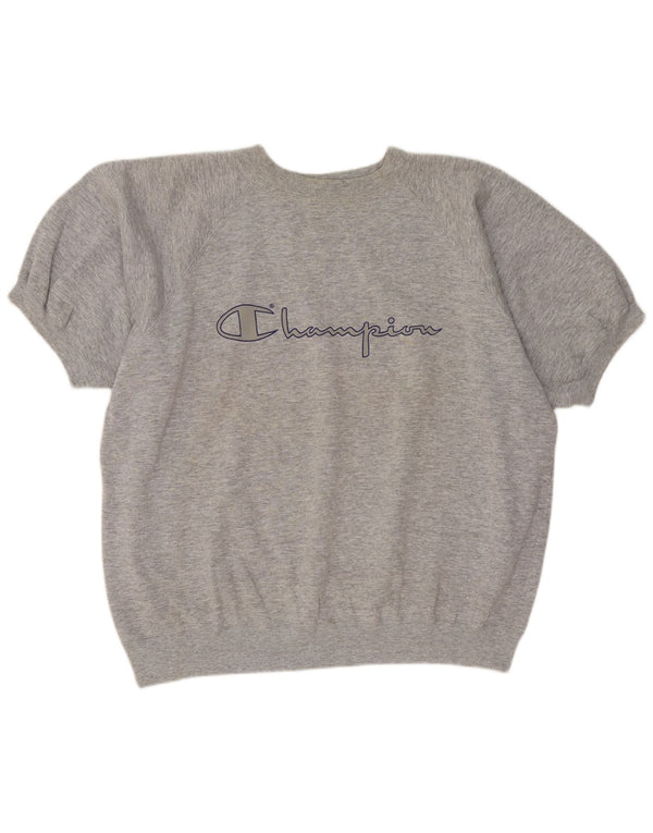 Champion moletom masculino gráfico de manga curta jumper XL cinza manchado de algodão