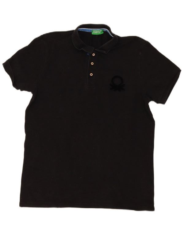 Camisa polo masculina Benetton grande algodão preto