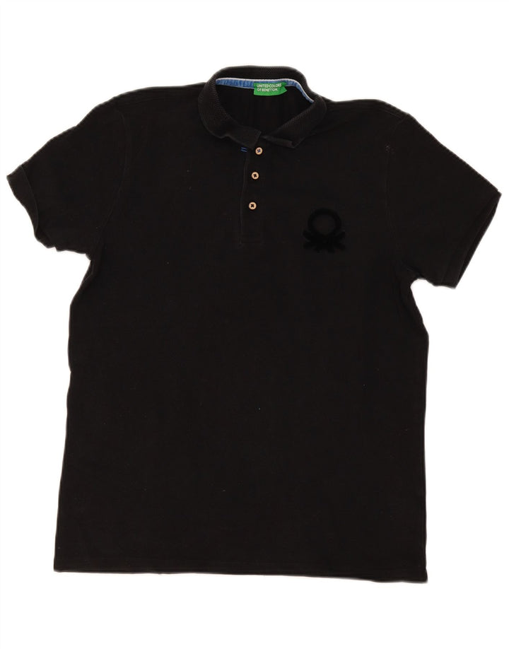 Camisa polo masculina Benetton grande algodão preto