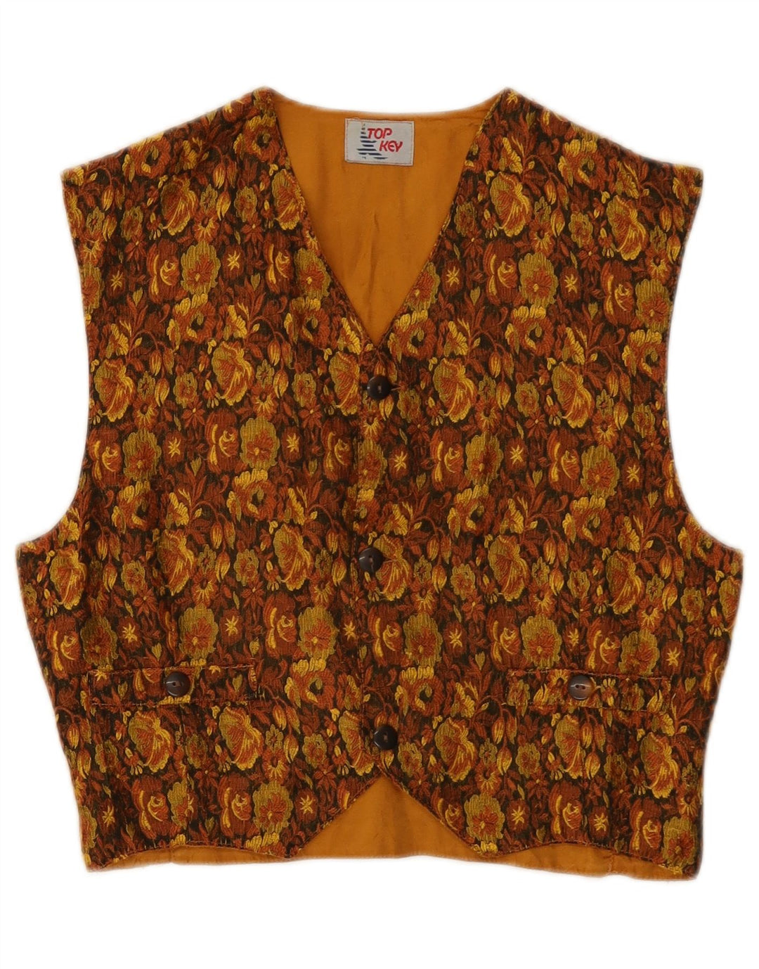 Colete feminino vintage IT 40 pequeno marrom floral