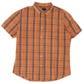GAP Camisa masculina clássica de manga curta grande algodão xadrez laranja