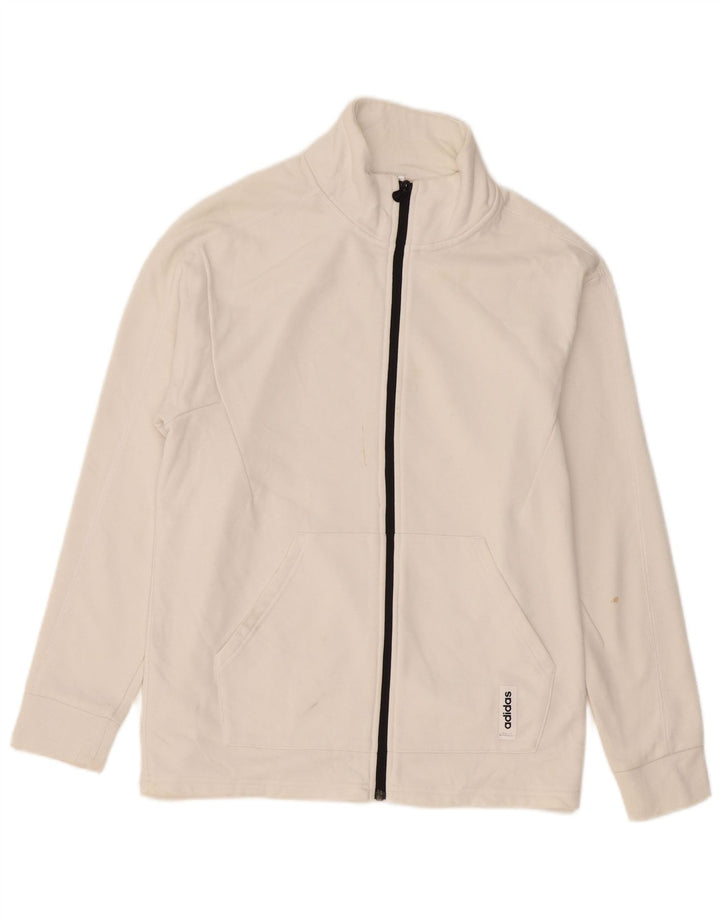 ADIDAS Womens Tracksuit Top Jacket UK 16/18 Grande Algodão Branco