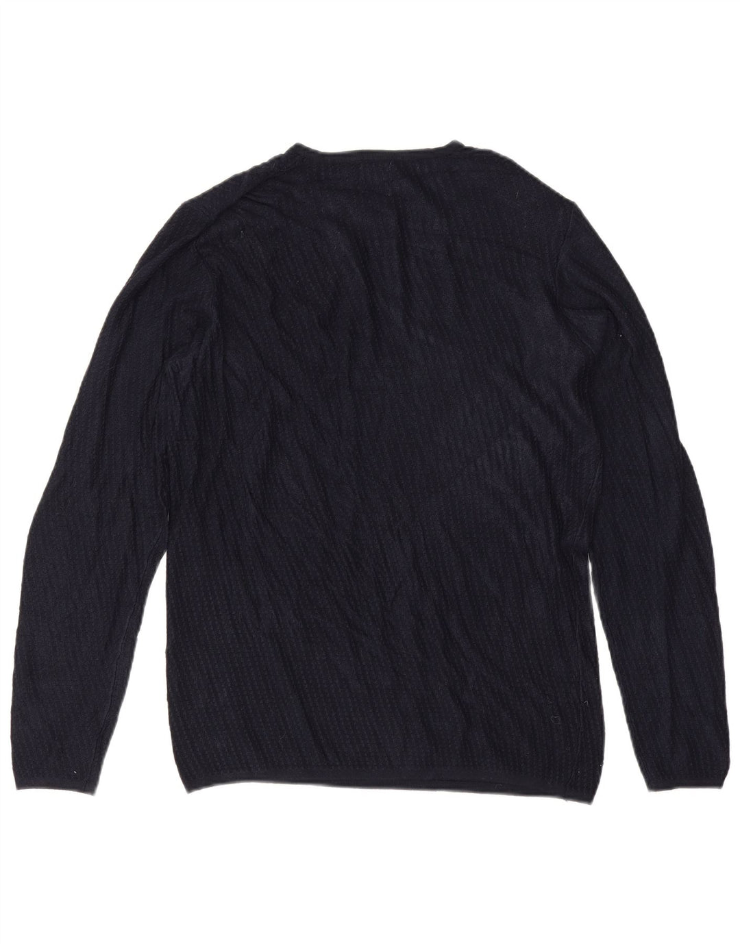 Zara Suéter masculino com gola redonda e viscose azul marinho médio