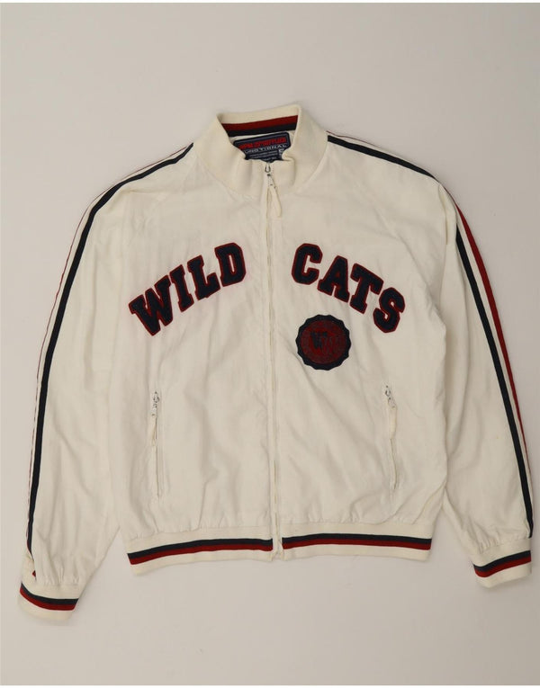 Jaqueta masculina WPM Wildcats Graphic Bomber UK 40 grande bloco colorido branco