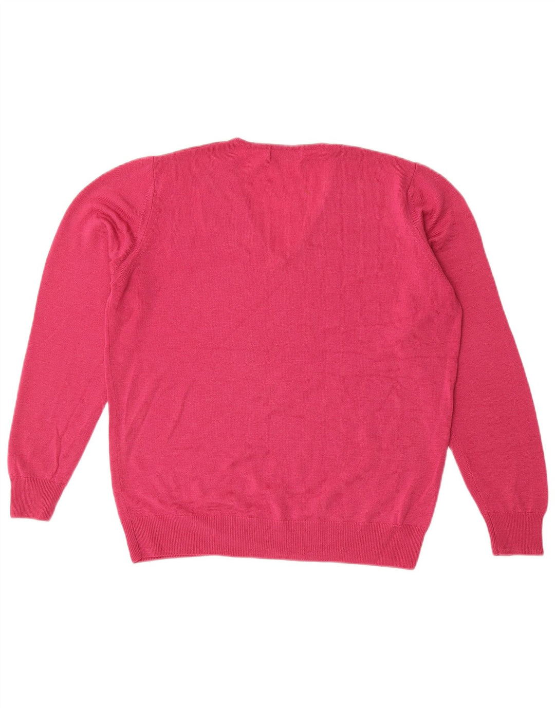 Suéter feminino Marks & Spencer com decote em V Reino Unido 14 médio rosa lã nova