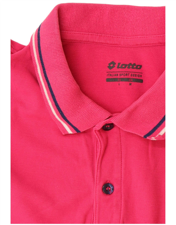 Camisa polo masculina LOTTO de algodão rosa médio
