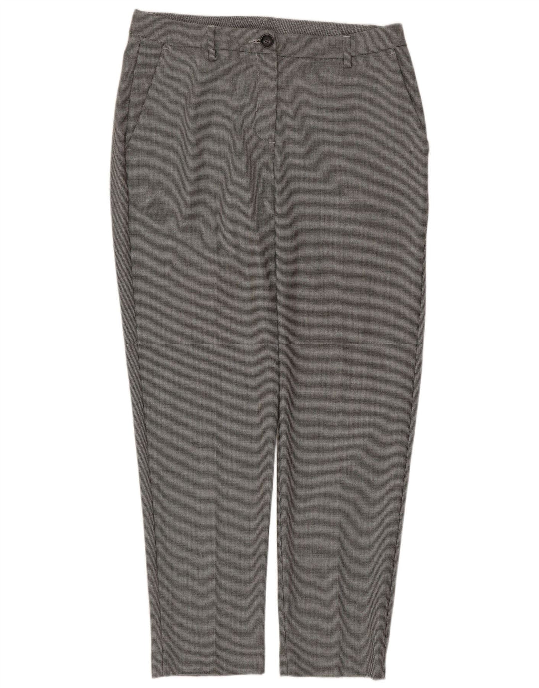 Calça feminina Benetton Tapered Suit UK 12 Médio W32 L28 Cinza Houndstooth