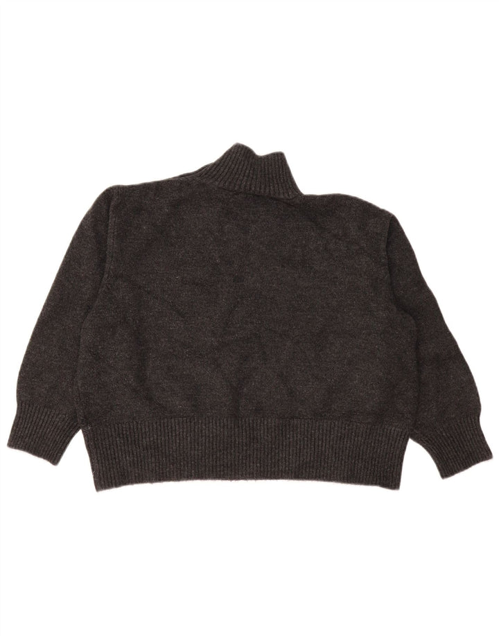 Zara Suéter feminino oversized com botão e gola redonda Reino Unido 10 pequeno cinza