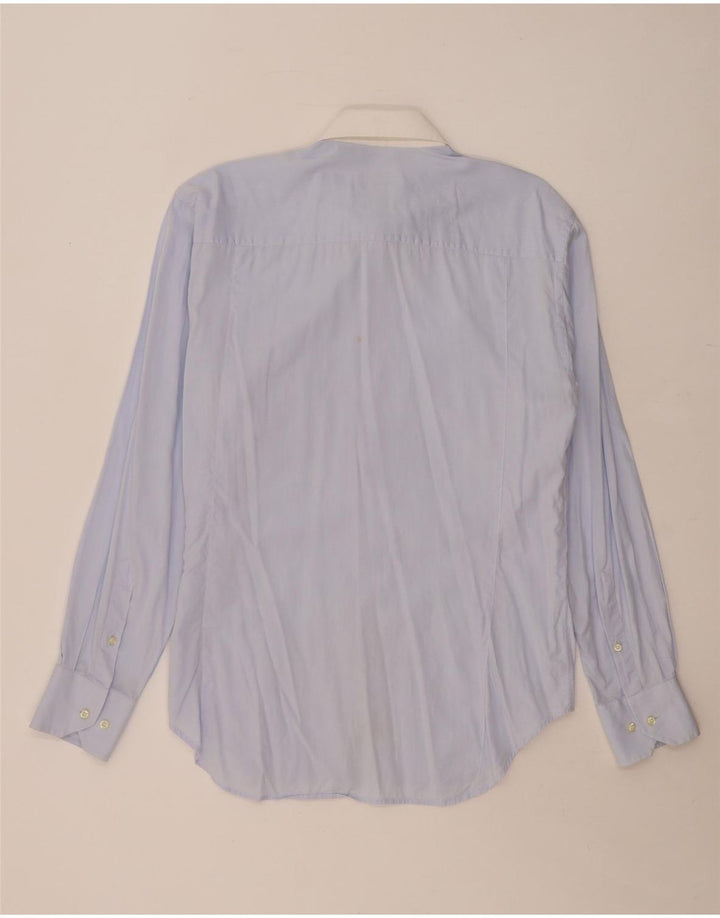 Camisa masculina Trussardi tamanho 42 16 1/2 grande bloco colorido azul