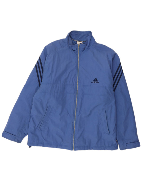 Jaqueta corta-vento masculina Adidas UK 42/44 grande poliéster azul