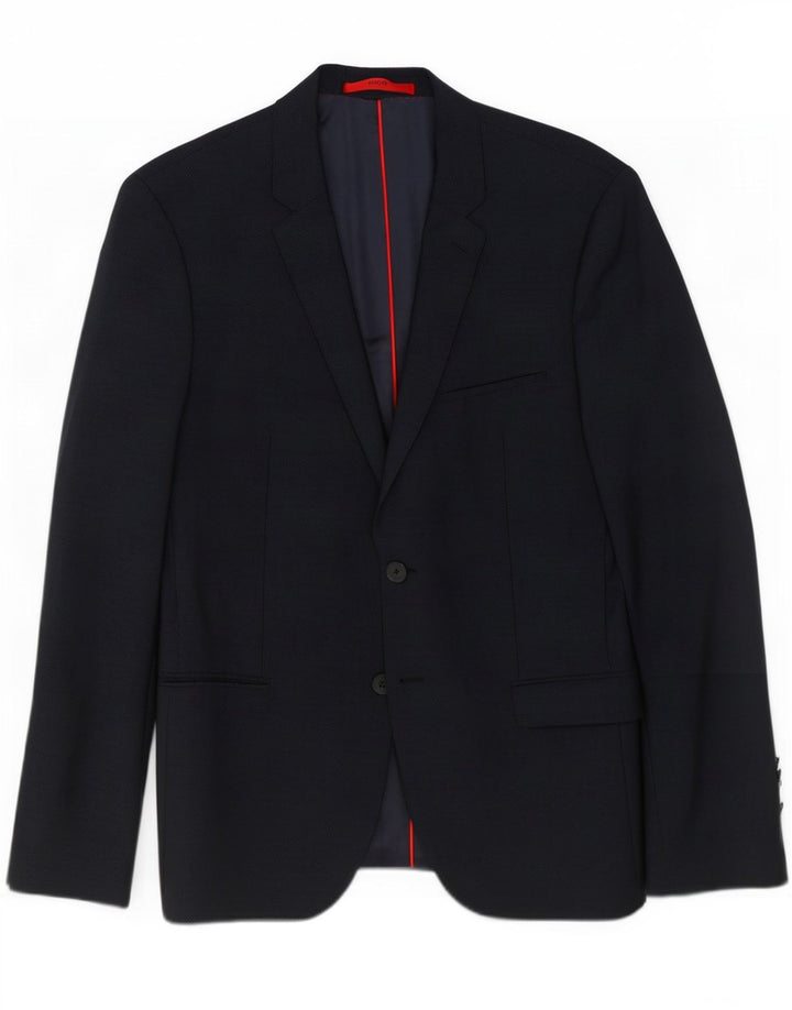 Jaqueta Blazer Masculina Hugo Boss com 2 Botões EU 48 Lã Azul Marinho Médio