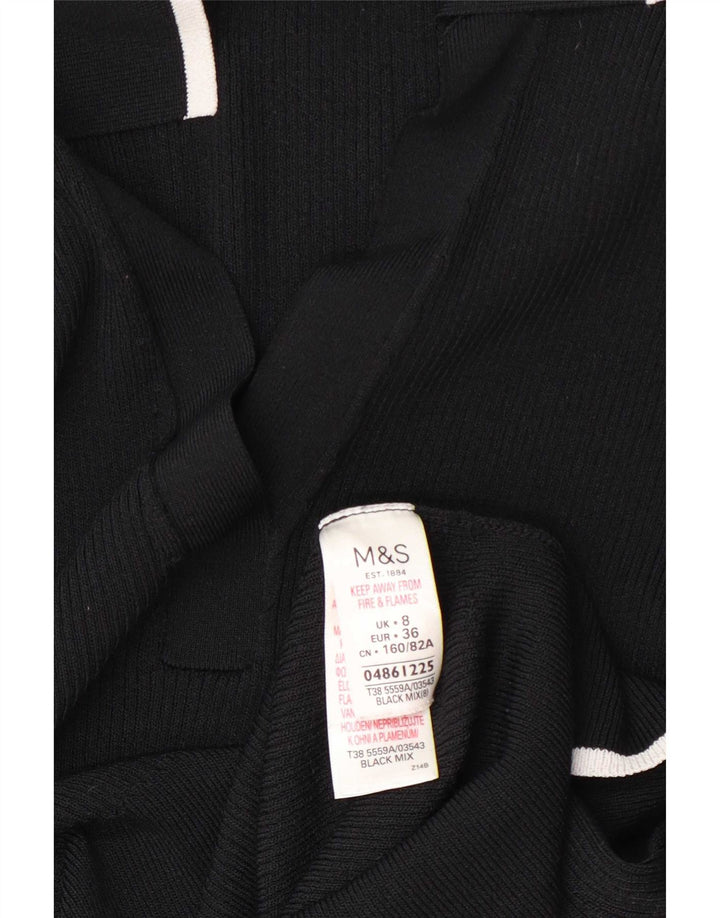 Camisa polo feminina Marks & Spencer Reino Unido 8 pequena viscose preta