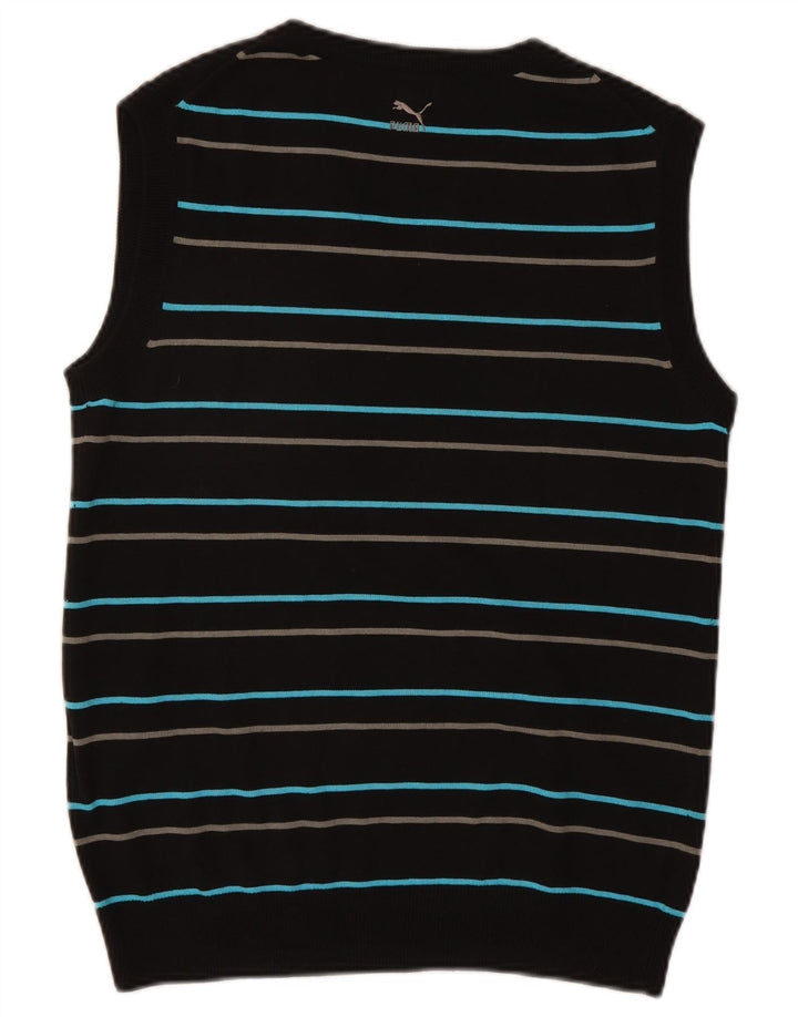 Puma Mens Vest Tank Top Médio Algodão Listrado Preto