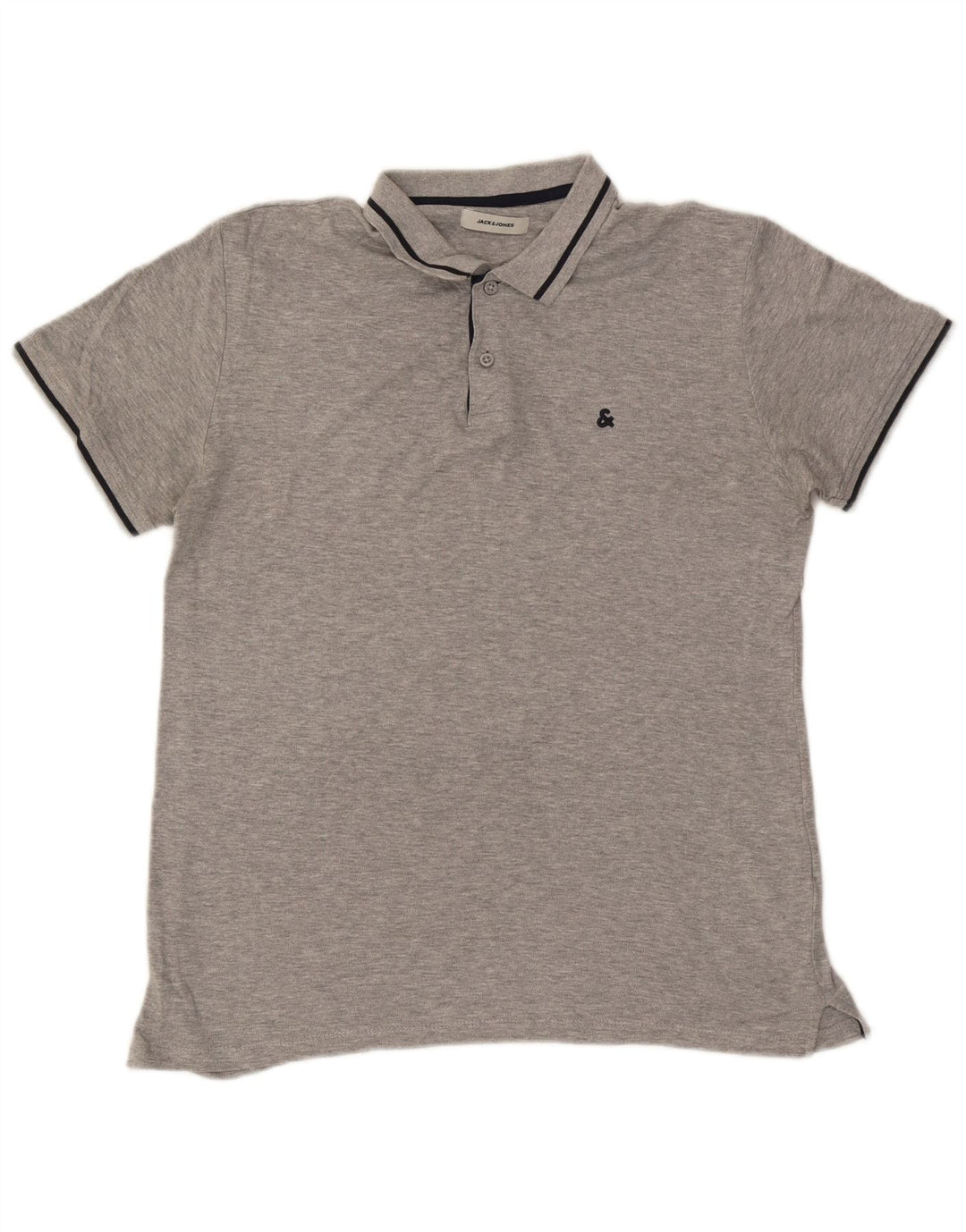 Camisa polo masculina Jack & Jones de algodão manchado cinza médio