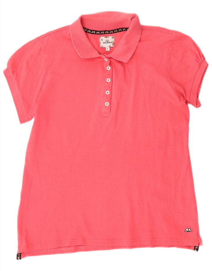 Camisa polo feminina Guru UK 14 grande rosa