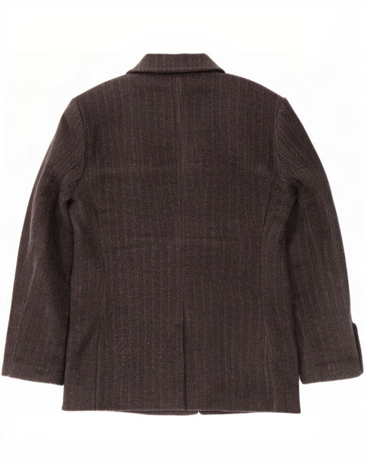 Superdry Mens Pea Coat UK 40 Grande Cinza Espinha de Lã Clássico