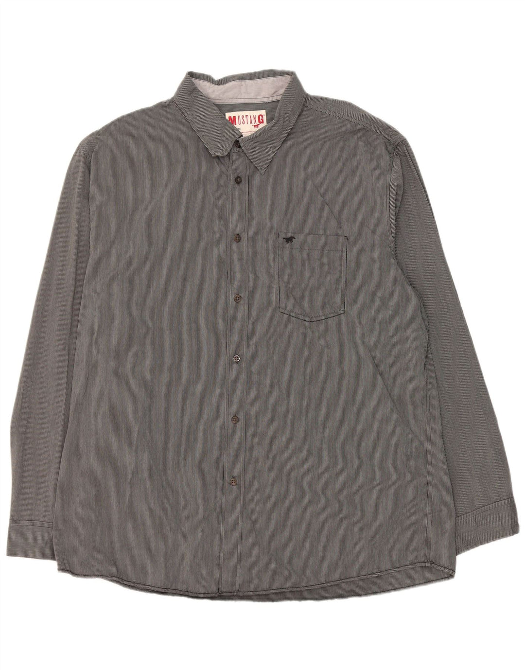 Camisa masculina Mustang 3XL algodão listrado cinza