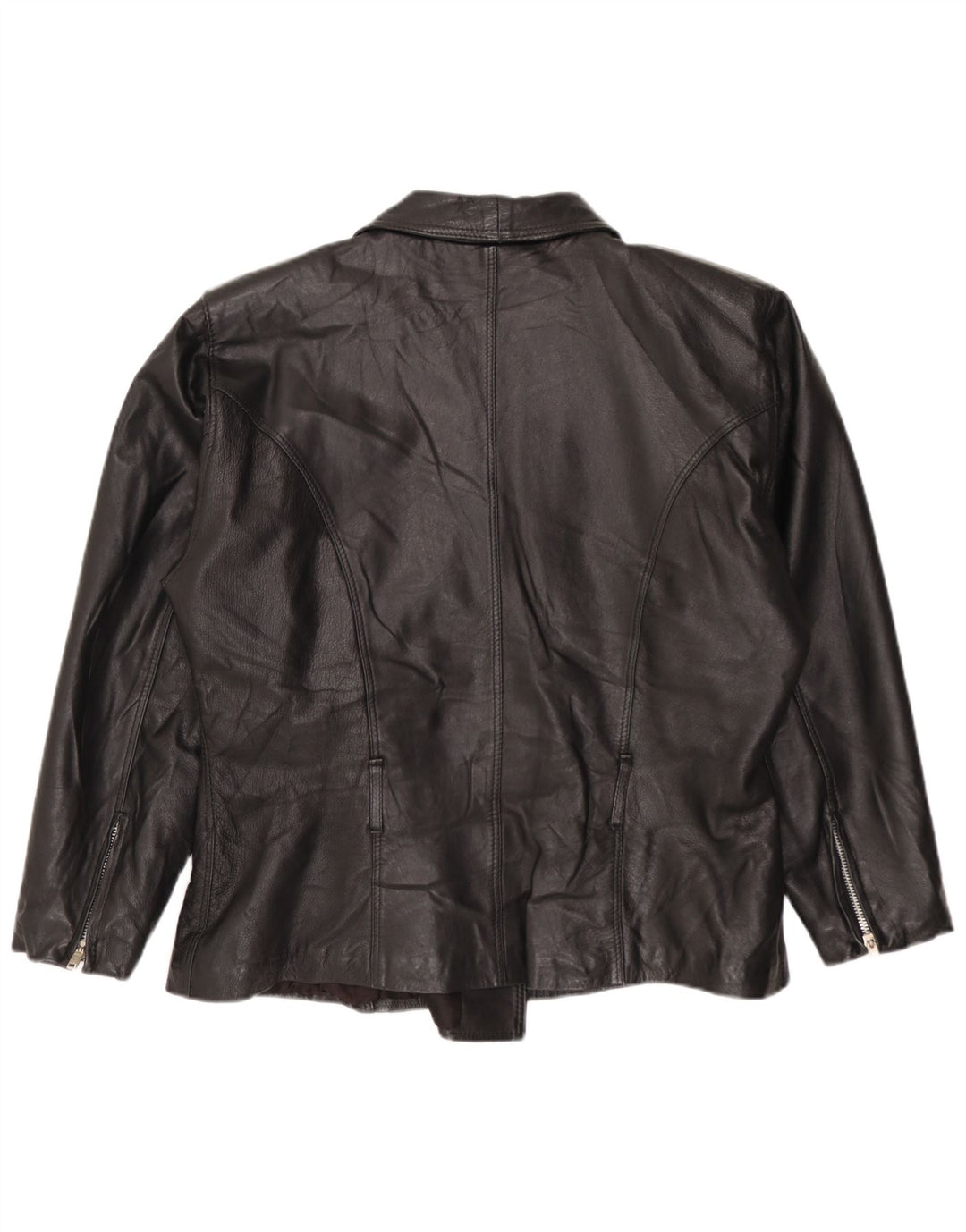 Jaqueta feminina vintage de couro para motociclista UK 14 média preta