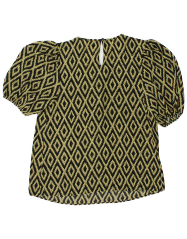 Blusa feminina Marks & Spencer UK 10 pequena preta Argyle/Diamante