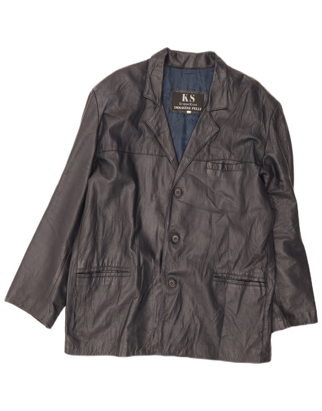 Jaqueta de couro masculina Kiros IT 54 2XL azul marinho
