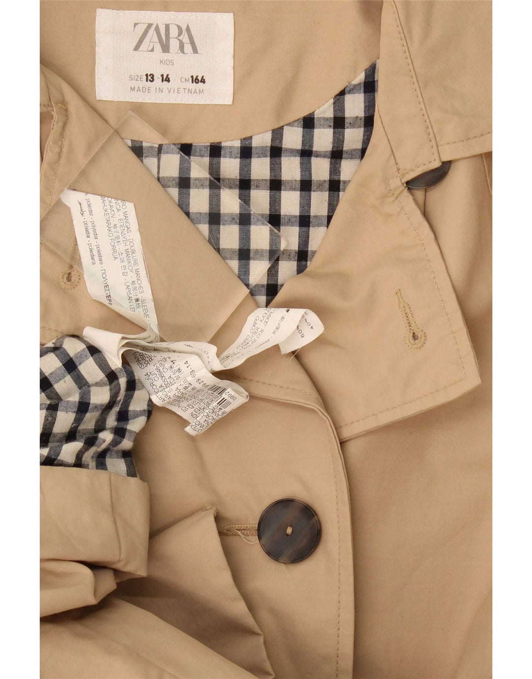 Zara Meninas Trench Coat 13-14 Anos Poliéster Bege