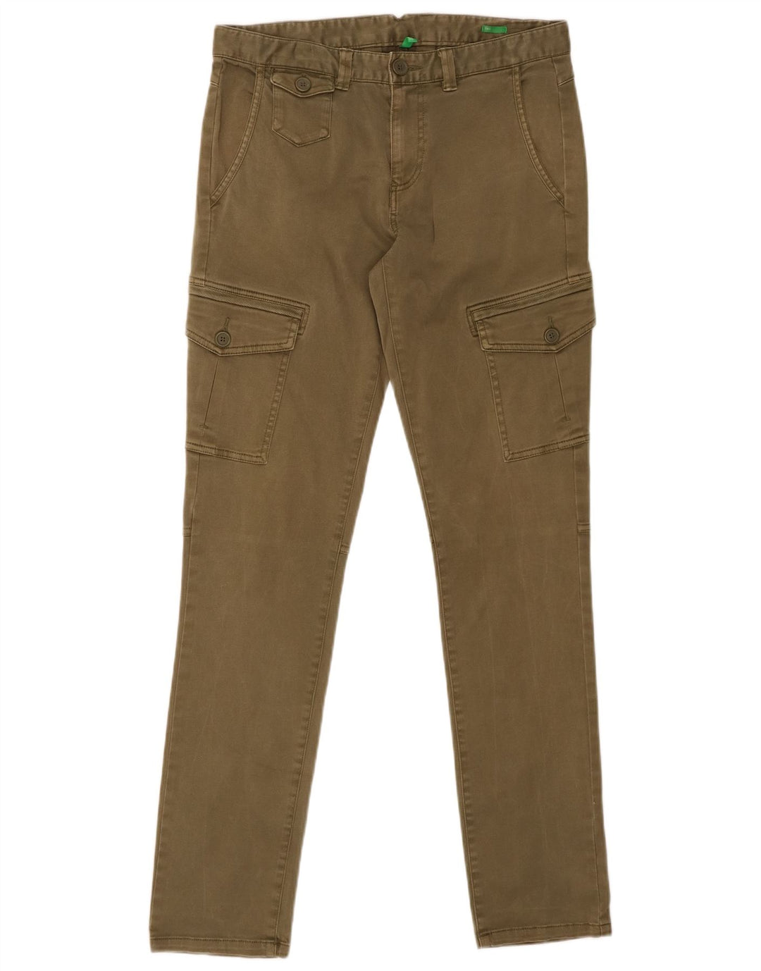 Calça cargo feminina slim BENETTON IT 44 médio W32 L32 algodão cáqui
