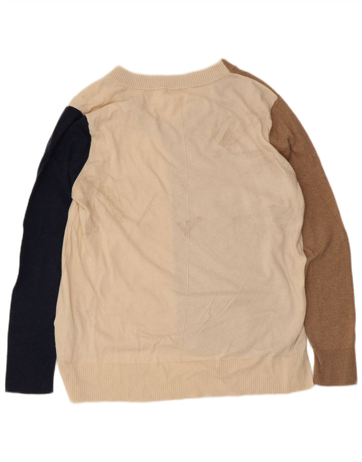 Suéter feminino com decote em V White Stuff Reino Unido 16 grande multicolorido