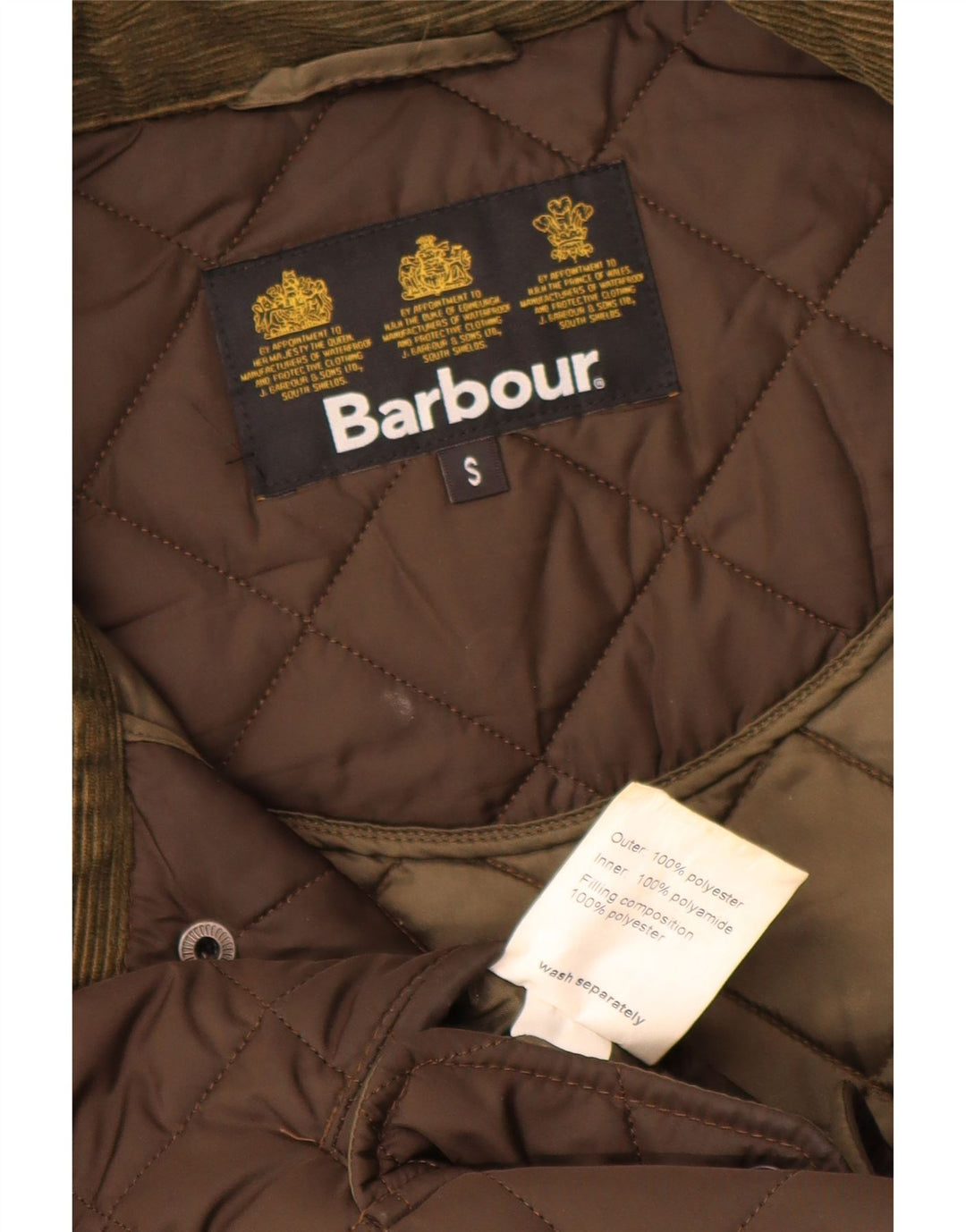 Jaqueta acolchoada masculina Barbour UK 36 poliéster marrom pequeno