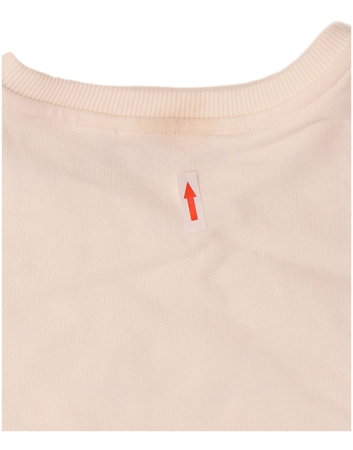 Suéter gráfico feminino ALVIERO MARTINI Reino Unido 14 algodão branco médio
