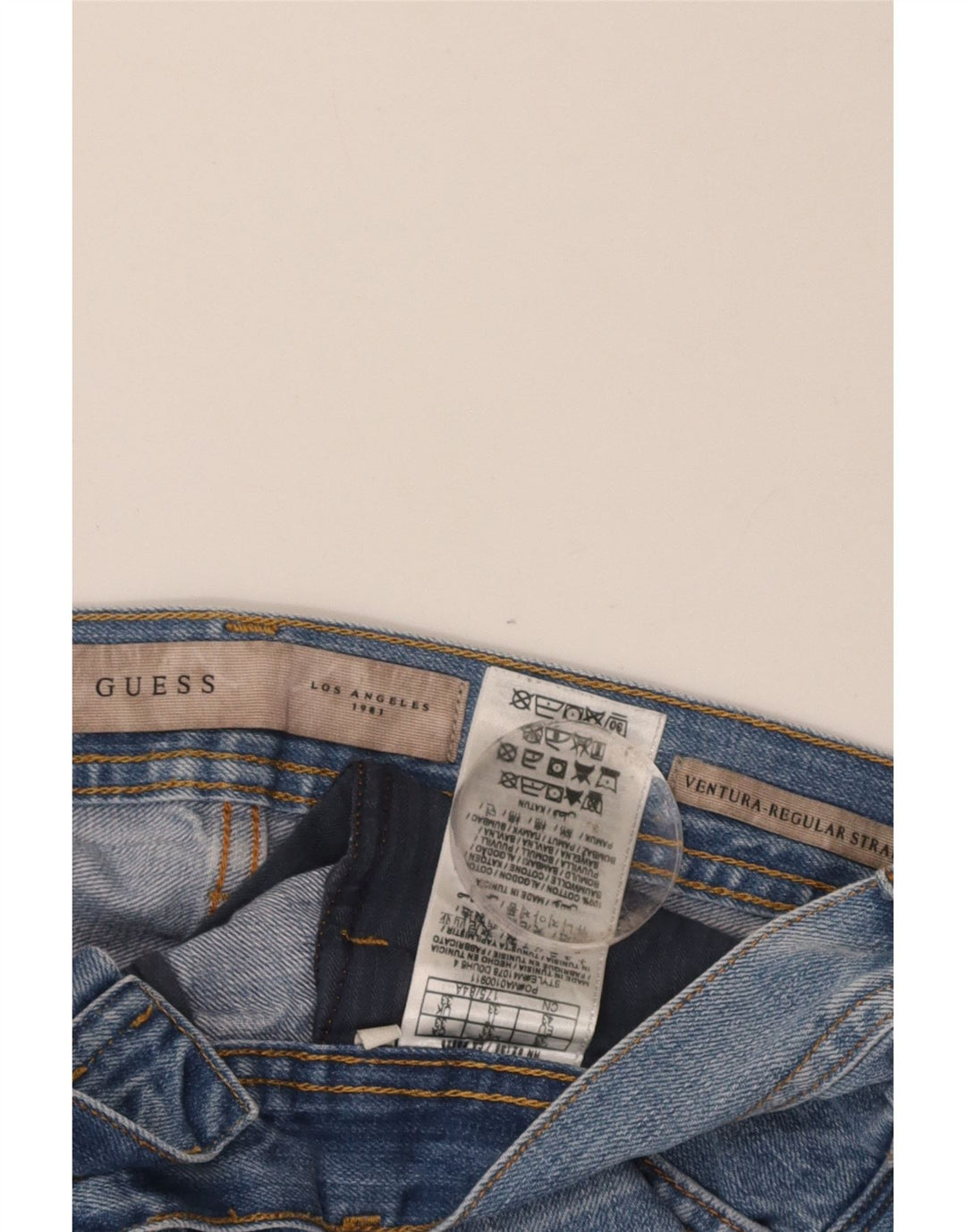GUESS Masculino Ventura Regular Straight Jeans W36 L33 Azul Algodão