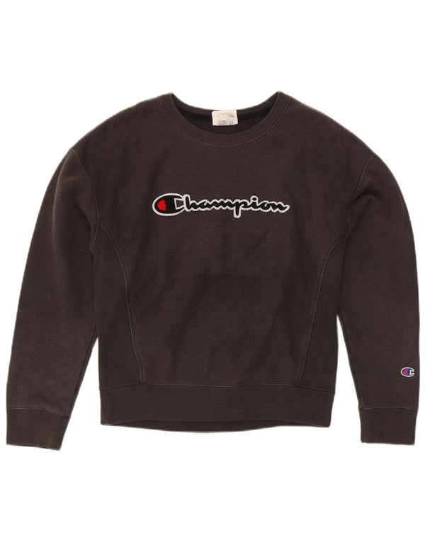 Champion Mens Reverse Weave Graphic Sweatshirt Jumper Small Grey Cotton