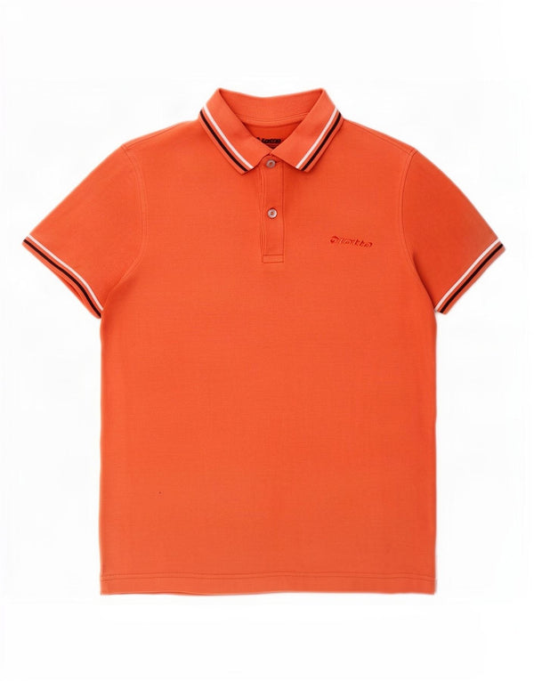 Camisa polo masculina Lotto algodão listrado laranja médio