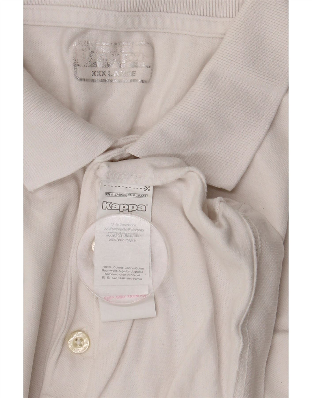 Camisa polo masculina KAPPA 3XL algodão branco