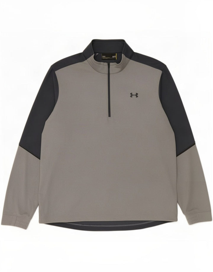 Under Armour masculino gráfico pulôver moletom grande bloco colorido cinza