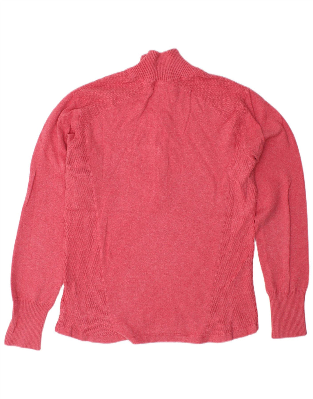 Suéter feminino EDDIE BAUER com zíper e gola alta, tamanho UK 16, grande, rosa, algodão
