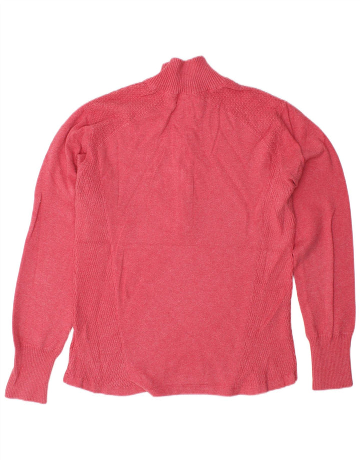 Suéter feminino EDDIE BAUER com zíper e gola alta, tamanho UK 16, grande, rosa, algodão