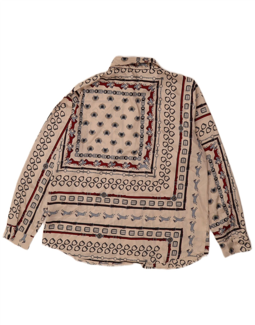 Camisa feminina EMME da Marella UK 12 poliéster geométrico bege médio