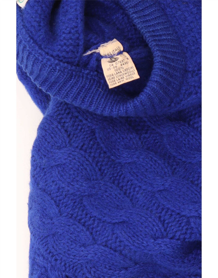 Suéter masculino Benetton com gola redonda IT 50 lã azul médio