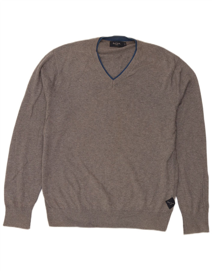 Suéter masculino Paul Smith com decote em V XL algodão cinza