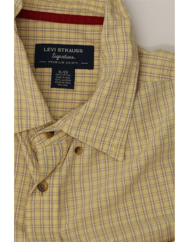 Camisa masculina de manga curta Levi's XL amarelo algodão guingão