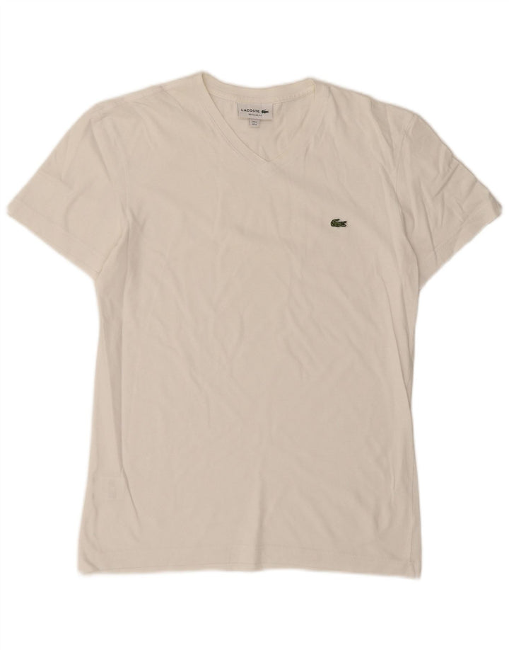 Camiseta masculina Lacoste Regular Fit tamanho superior 3 pequeno algodão branco