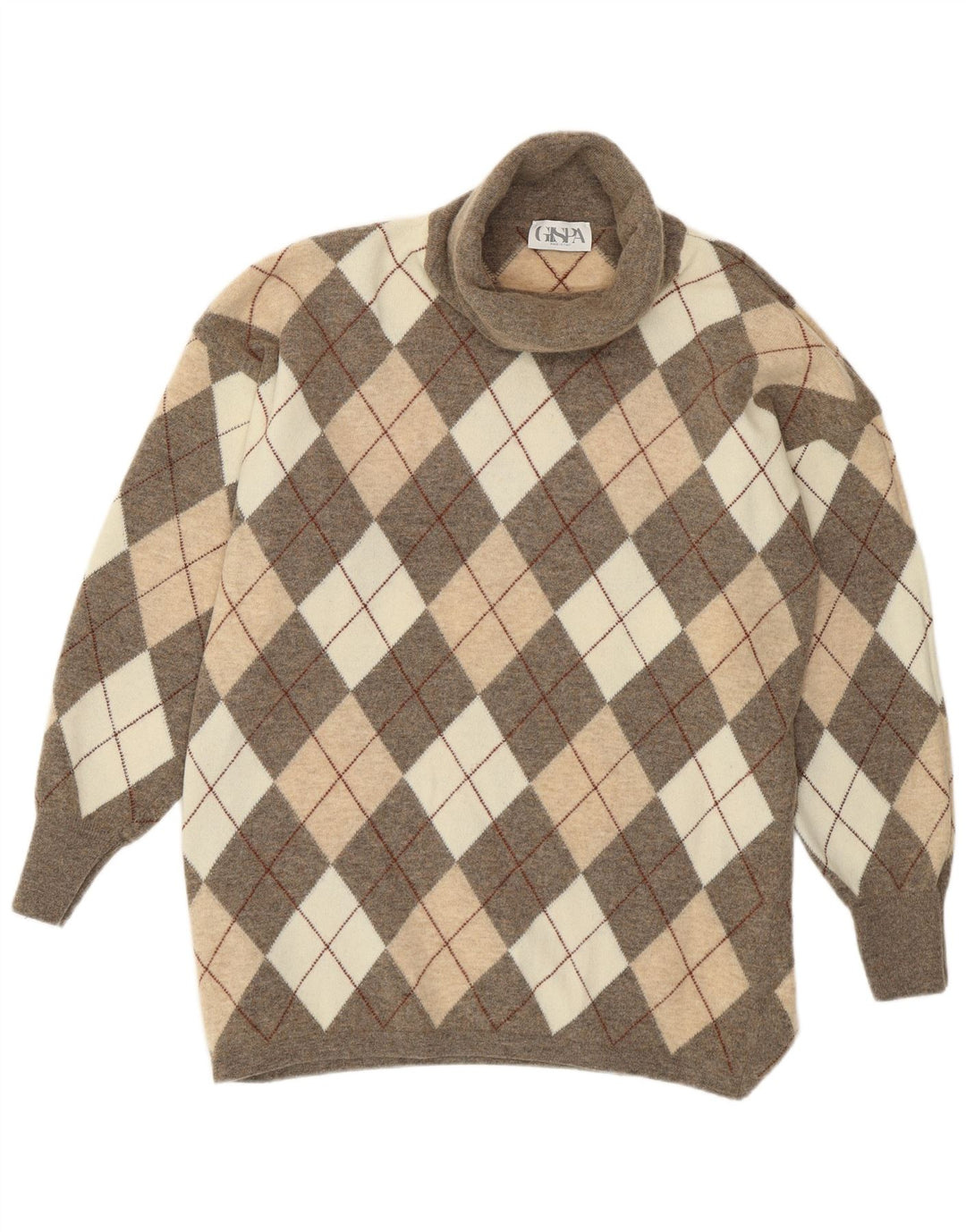 Suéter Gispa feminino com gola redonda UK 18 XL cinza Argyle/Diamante
