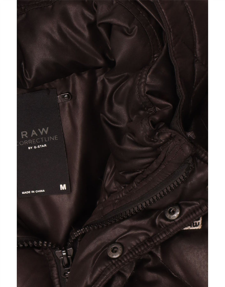 Jaqueta masculina acolchoada com capuz G-Star UK 38 poliéster preto médio