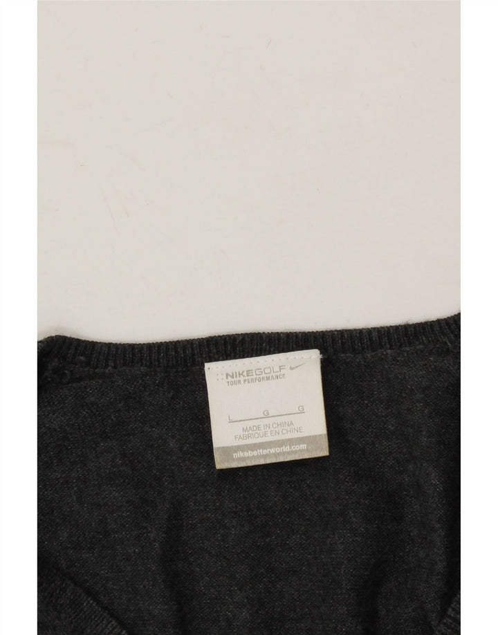 NIKE Womens V-Neck Jumper Sweater Large Grey Vintage Nike and Second-Hand Nike from Messina Hembry 